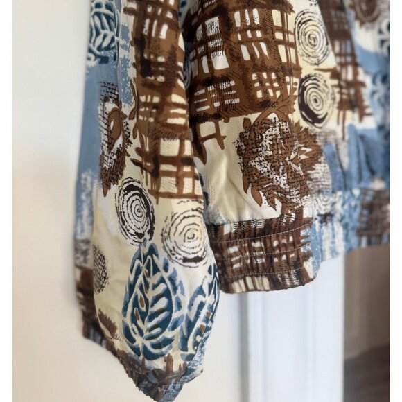 EVR Vintage 100% Silk Bomber Jacket Art Deco Abstract Print M - Picture 7 of 10